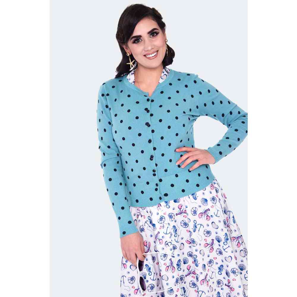 Voodoo Vixen - Polka dot Cardigan - Bleu